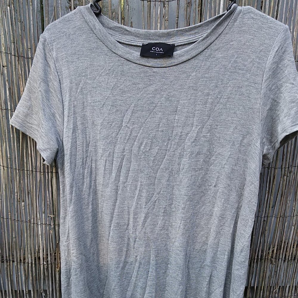 COA Gray Short Sleeve Tshirt Dress with Front Knot - Size 1